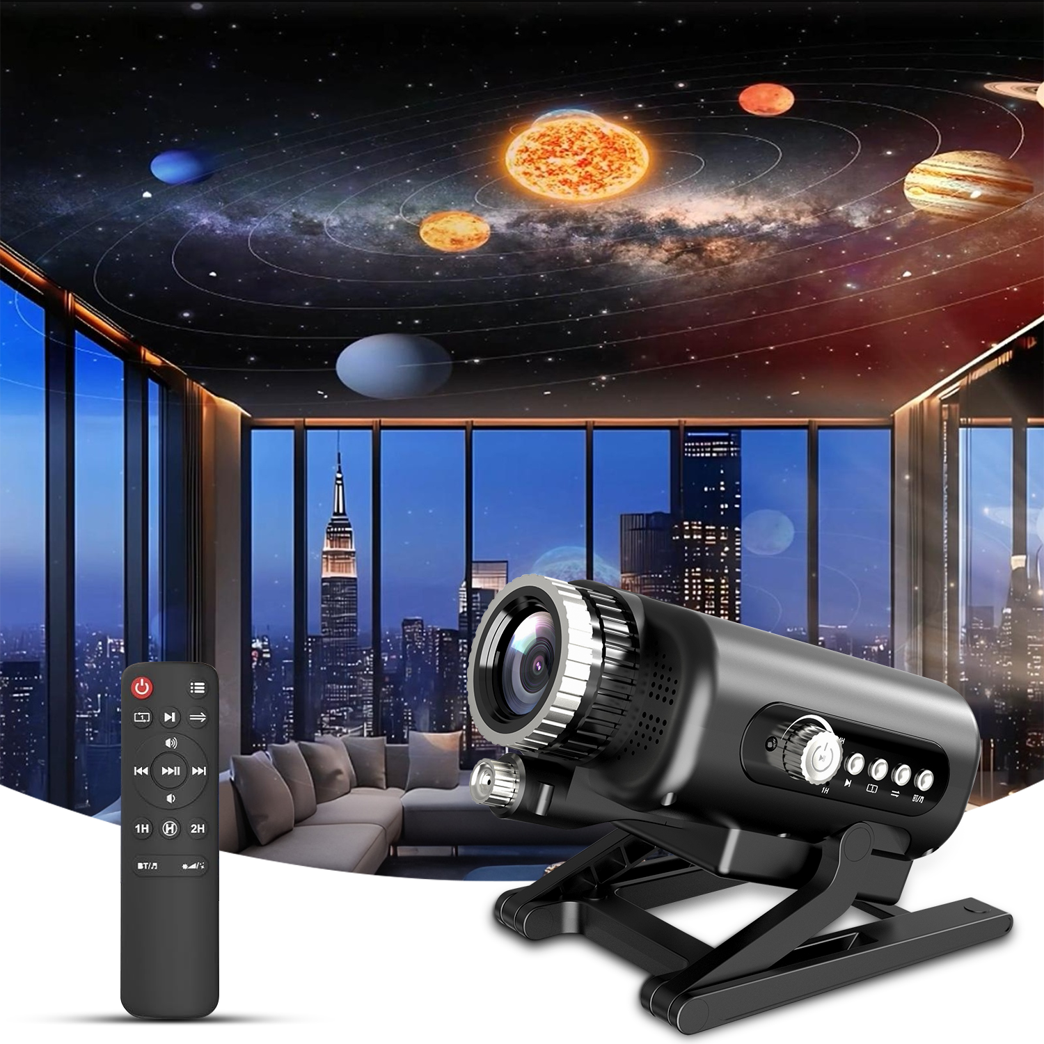 3D Galaxy Star Projector with White Noise & Bluetooth Speaker